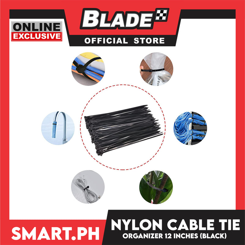 20pcs Cable Tie Organizer Nylon 12' ' (Black) Cables And Cords Lock Organizer Set Per Pack