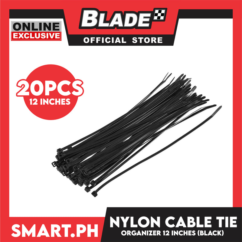 20pcs Cable Tie Organizer Nylon 12' ' (Black) Cables And Cords Lock Organizer Set Per Pack