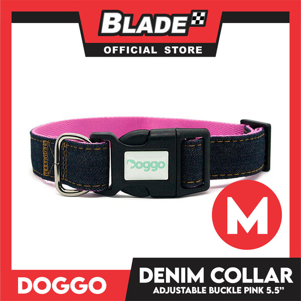 Doggo Collar Denim Design Medium (Pink) Perfect Collar for Your Dog