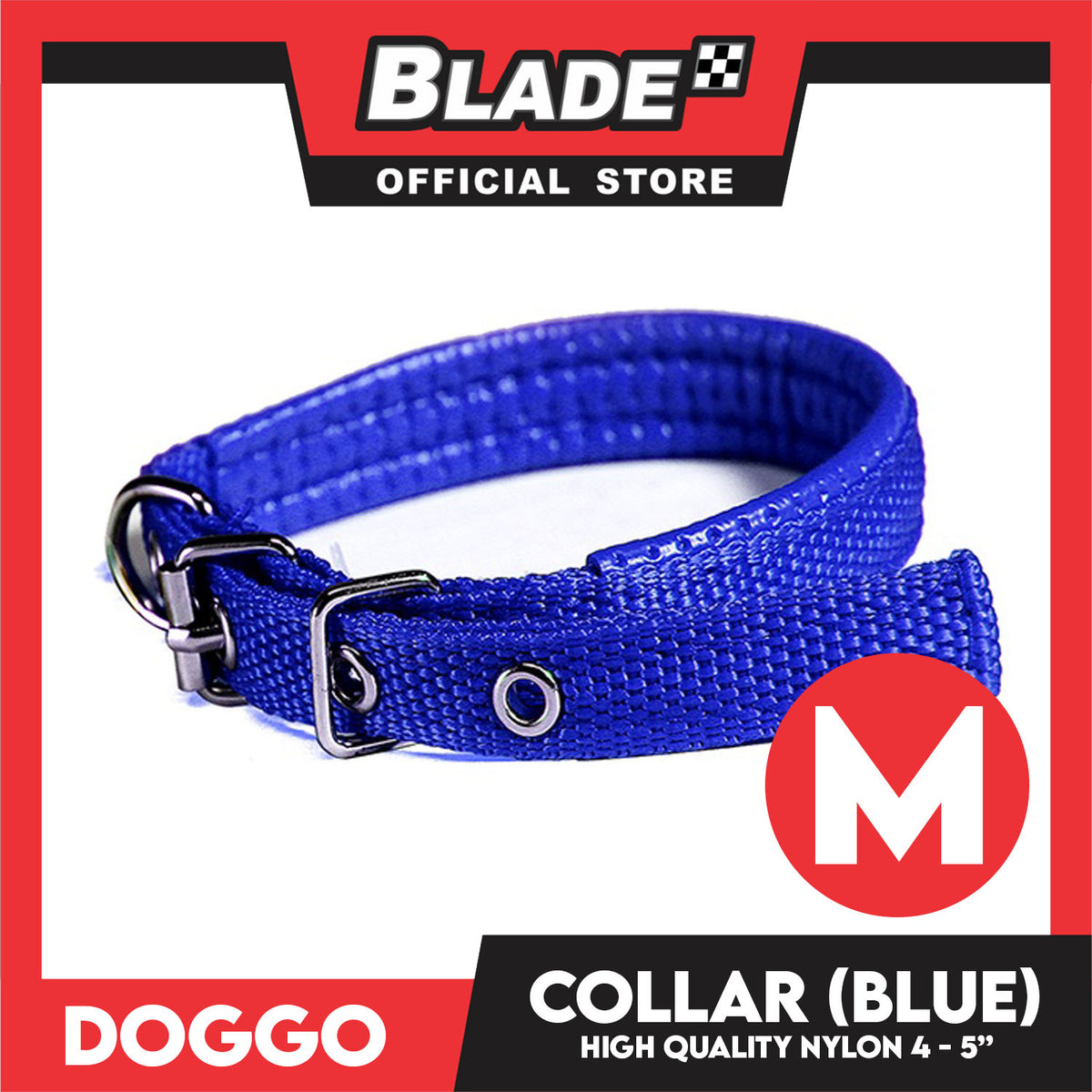 Doggo Dog Collar Adjustable Buckle Medium Size (Blue) Collar Nylon for Dog