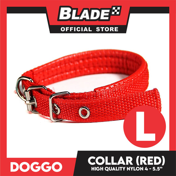 Doggo Dog Collar Adjustable Buckle Large Size (Red) Collar Nylon for Dog