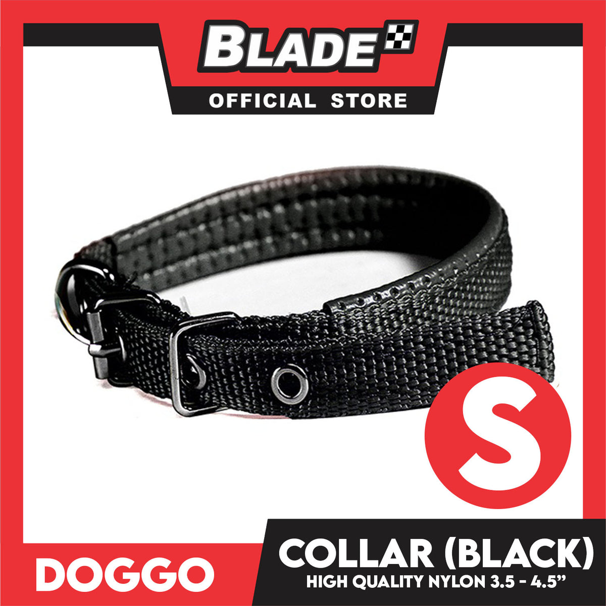Doggo Dog Collar Adjustable Buckle Small Size (Black) Collar Nylon for Dog
