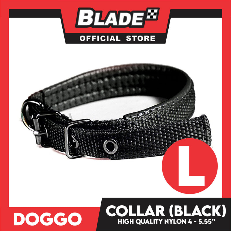 Doggo Dog Collar Adjustable Buckle Large Size (Black) Collar Nylon for Dog