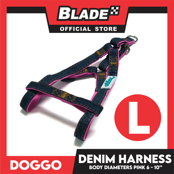 Doggo Denim Harness Large Size (Pink) Harness For Dog