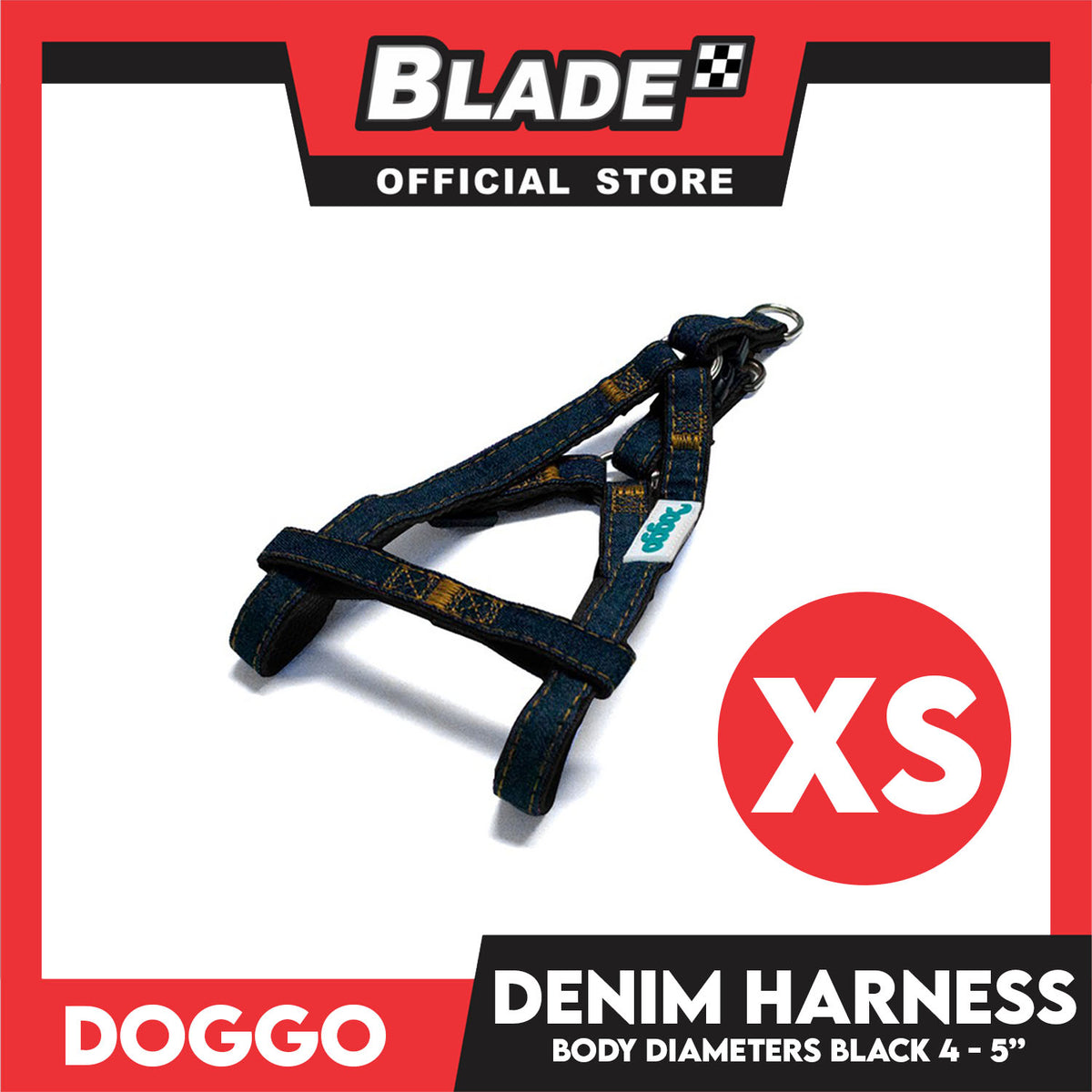 Doggo Denim Harness Extra Small Size (Black) Harness for Dog