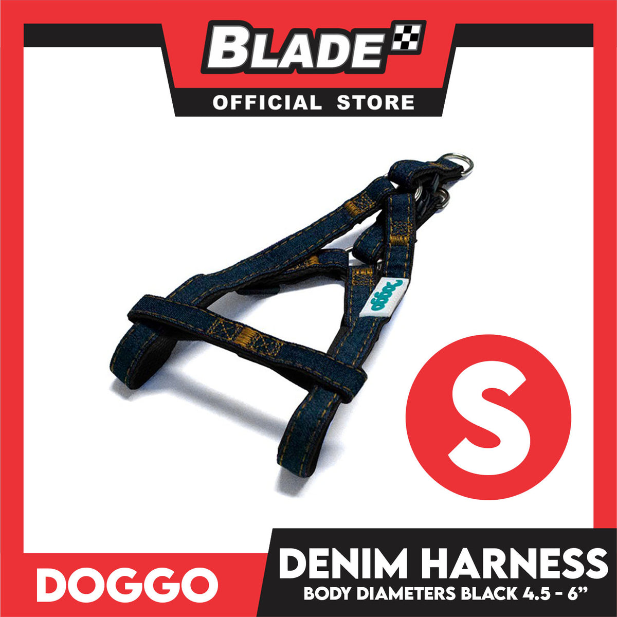 Doggo Denim Harness Small Size (Black) Harness for Dog