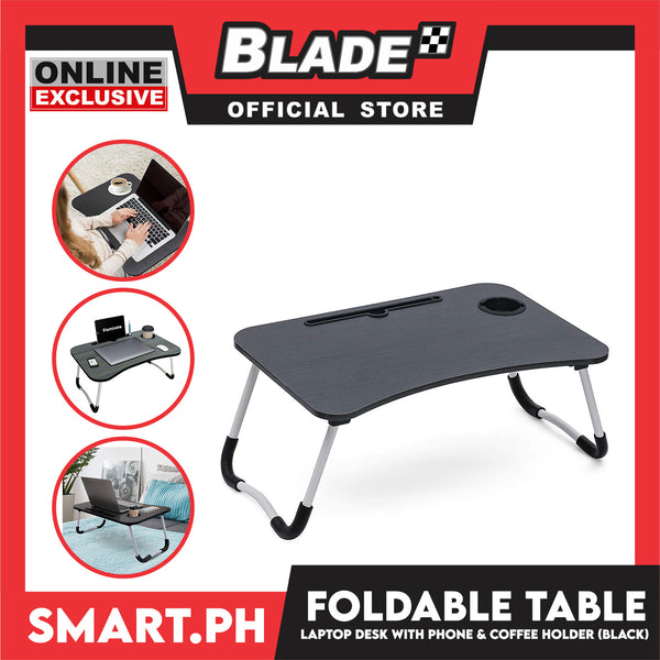 Portable Folding Table for Study, Laptop Desk, Mini Laptop Support Tray for Sofa Bed (Black) 60 x 40 x 28cm