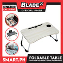 Portable Folding Table for Study, Laptop Desk, Mini Laptop Support Tray for Sofa Bed (White) 60 x 40 x 28cm