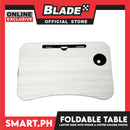 Portable Folding Table for Study, Laptop Desk, Mini Laptop Support Tray for Sofa Bed (White) 60 x 40 x 28cm