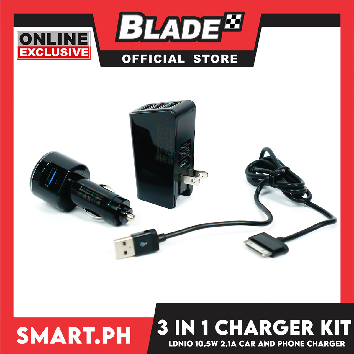 Gifts 3 in 1 USB Wall Charger, USB Cable, Car Charger, Charging Kit