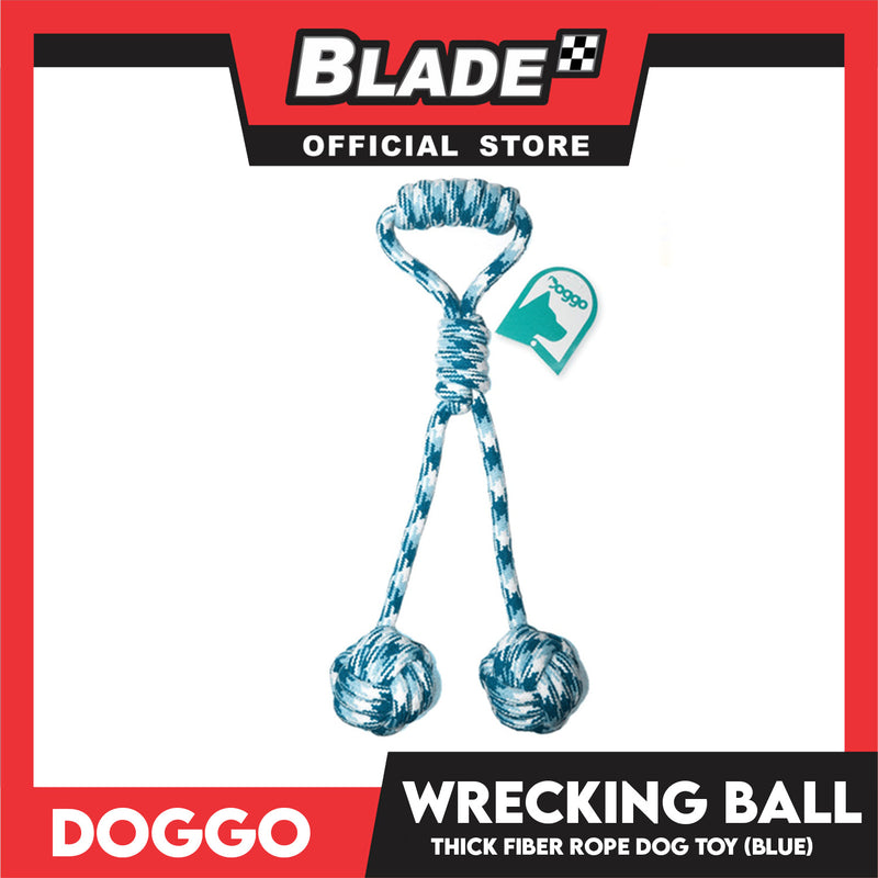 Doggo Twin Wrecking Ball (Blue) Thick Fiber Dog Toy