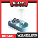 Doggo Love 2 in 1 Bowl With 500ml Bottle (Blue) Thick Plastic Material Pet Bowl
