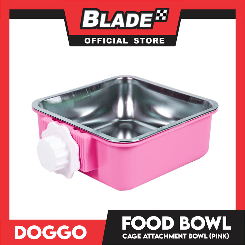 Doggo Quad Cage Attachment Bowl (Pink) Thick Plastic Material Pet Feeding Bowl