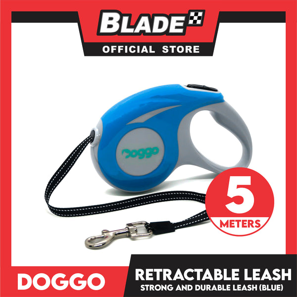 Doggo Retractable Leash 5M (Blue) Strong And Durable, In Comfort And Control Running And Convenient