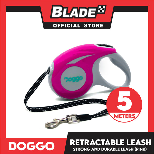 Doggo Retractable Leash 5M (Pink) Strong And Durable, In Comfort And Control Running And Convenient