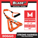 Doggo Strong Harness Thick Leash Soft Handle Steel Connector Medium (Orange) Safe Harness for Your Dog