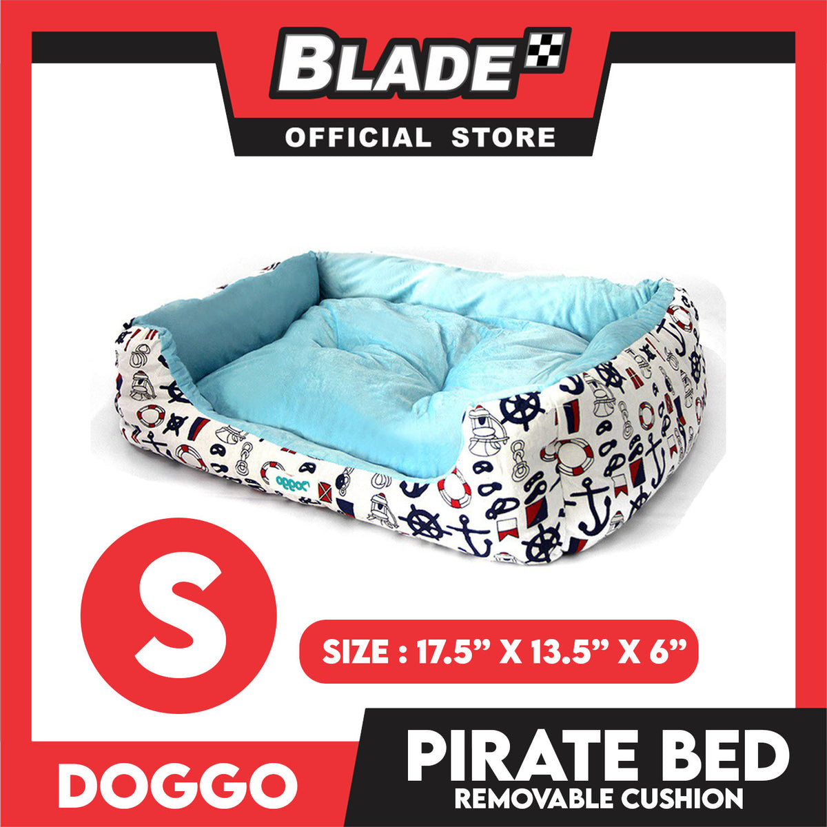 Doggo Pirate Bed (Small) Pet Sleeping Bed Dog Bed Pirate Theme