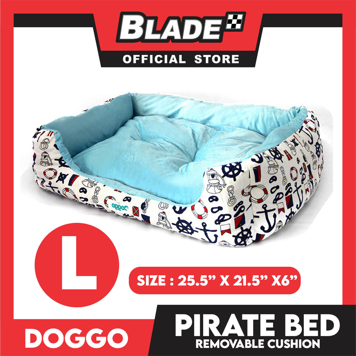 Doggo Pirate Bed (Large) Pet Sleeping Bed Dog Bed Pirate Theme