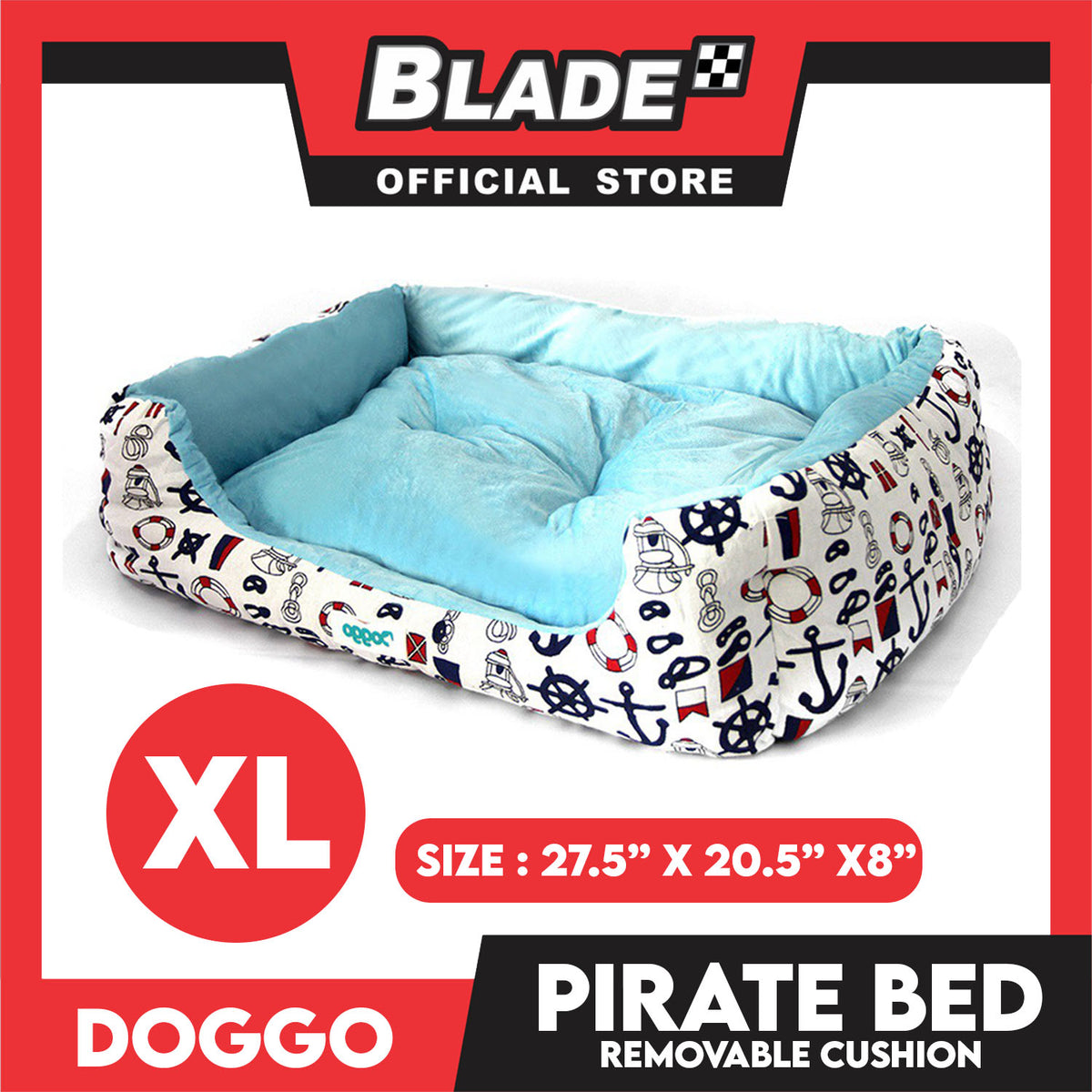Doggo Pirate Bed (Extra Large) Pet Sleeping Bed Dog Bed Pirate Theme