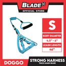 Doggo Strong Harness Thick Leash Soft Handle Steel Connector Small (Blue) Safe Harness for Your Dog