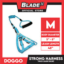 Doggo Strong Harness Thick Leash Soft Handle Steel Connector Medium (Blue) Safe Harness for Your Dog