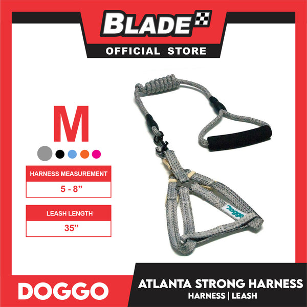 Doggo Atlanta Strong Harness and Leash Set Medium Size (Gray)