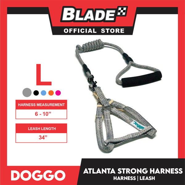 Doggo Atlanta Strong Harness and Leash Set Large (Gray)