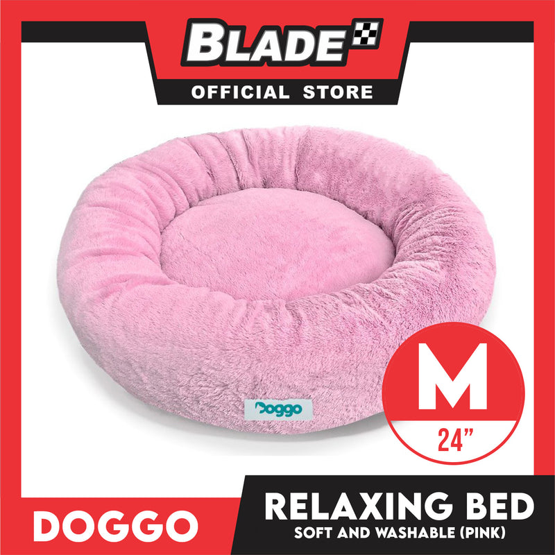 Doggo Relaxing Bed Pink (Medium) Round Fur Bed Machine Washable