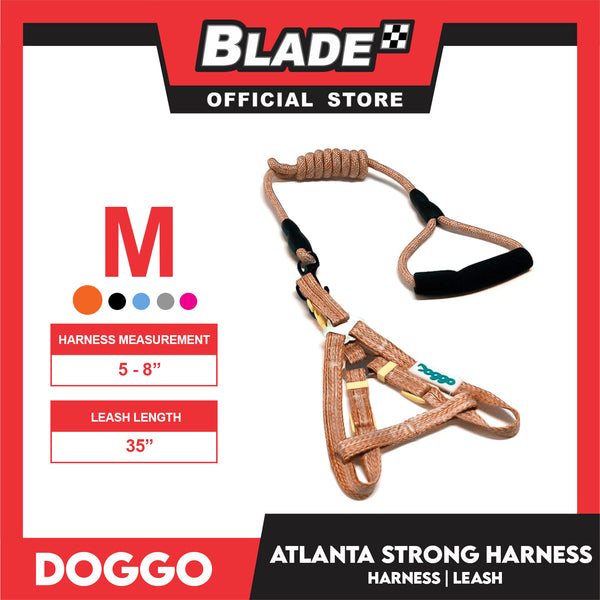 Doggo Atlanta Strong Harness and Leash Set Medium Size (Orange)