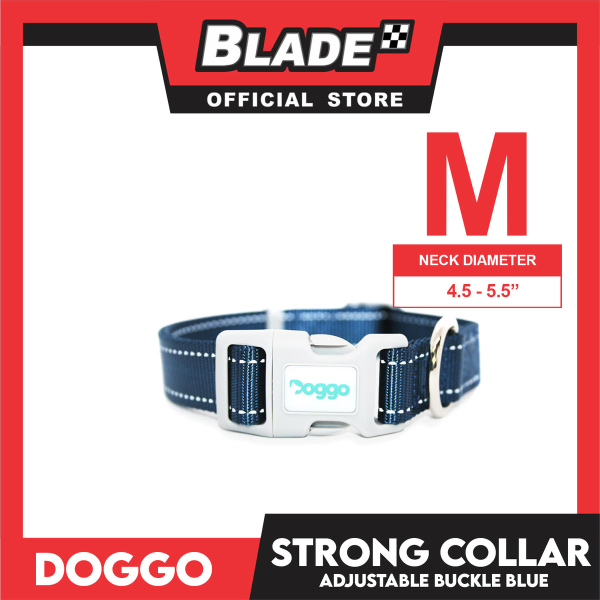 Doggo Strong Collar Medium Size (Blue) Soft And Durable Collar for Your Dog