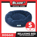 Doggo Relaxing Bed Navy Blue (Small) Round Fur Bed Machine Washable