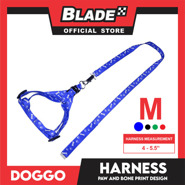 Doggo Harness Leash With Design Medium Size (Blue) Harness Leash for Your Puppy