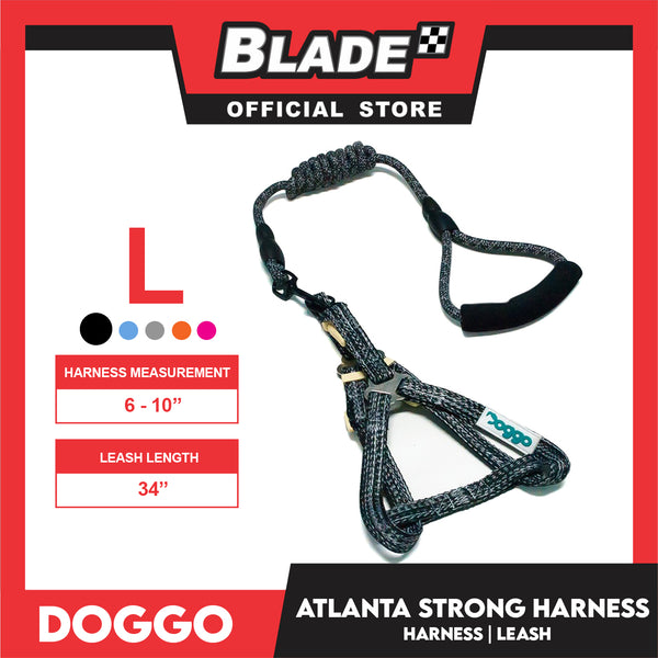 Doggo Atlanta Strong Harness and Leash Set Large (Black)