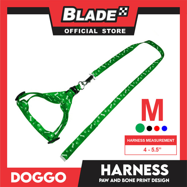 Doggo Harness Leash With Design Medium Size (Green) Harness Leash for Your Puppy