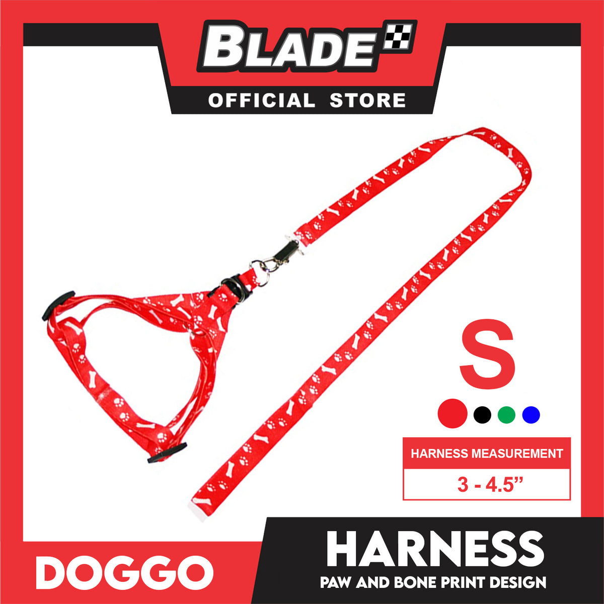 Doggo Harness Leash With Design Small Size (Red) Harness Leash for Your Puppy