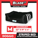 Doggo Striped Bed Black with White Striped (Medium) with Removable Cushion