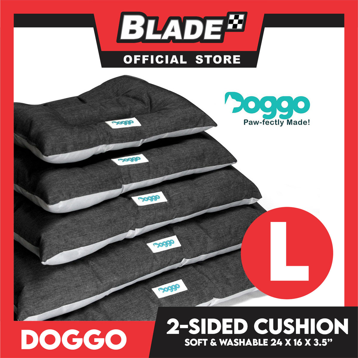Doggo 2-Sided Cushion Bed (Large) Dog Bed Sleeping Calming Bed