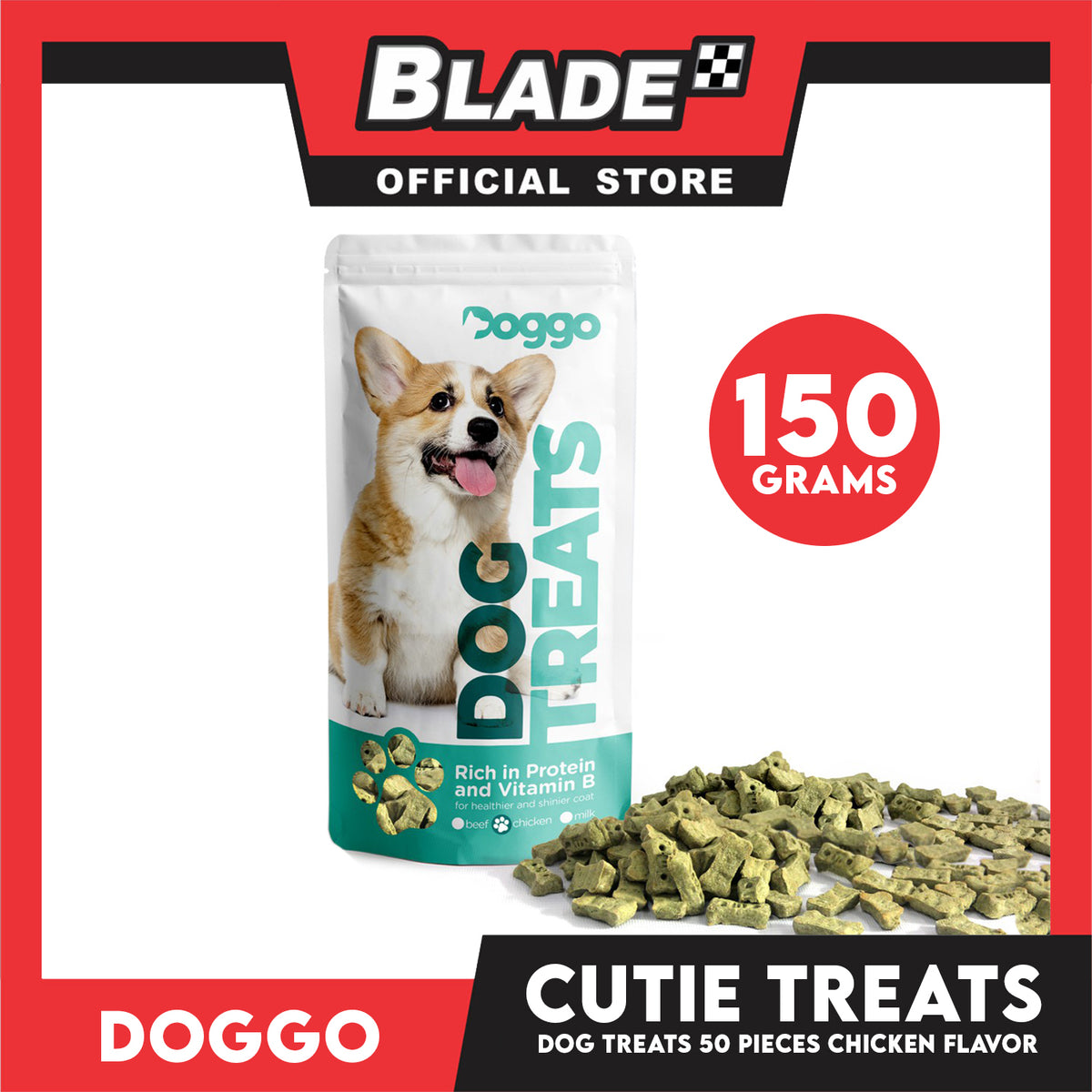 Doggo Dog Cutie Treats 150 grams, 50 pcs. (Chicken Flavor) Treats for Your Dog