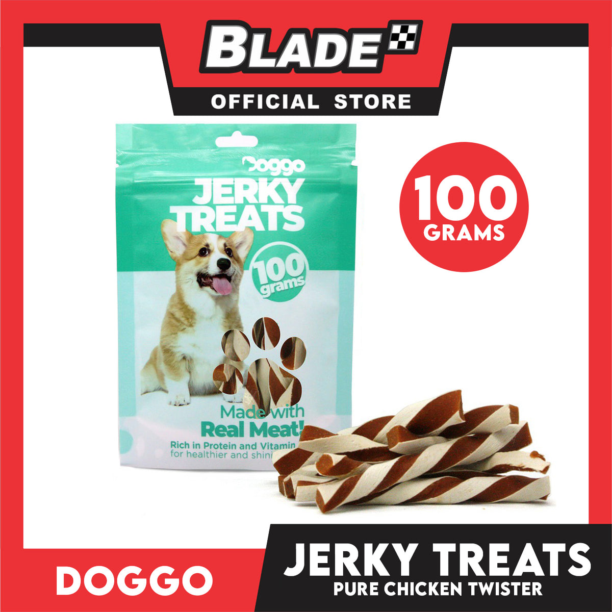 Doggo Dog Jerky Treats 100grams (Pure Chicken Twister) Treats for Your Dog