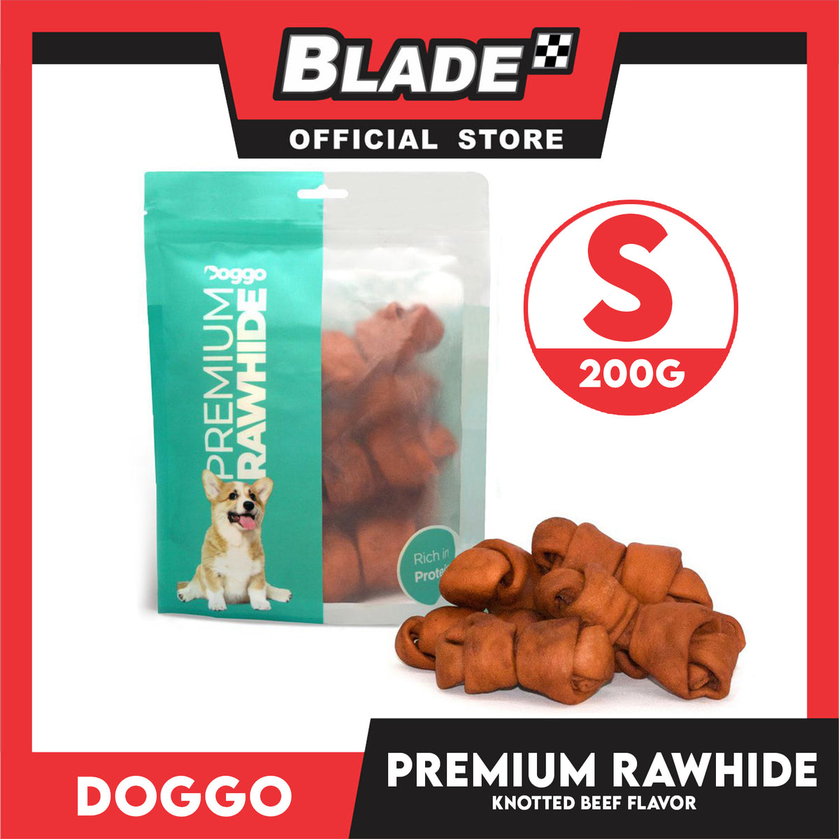 Doggo Premium Rawhide Knotted Beef Flavor (Small)