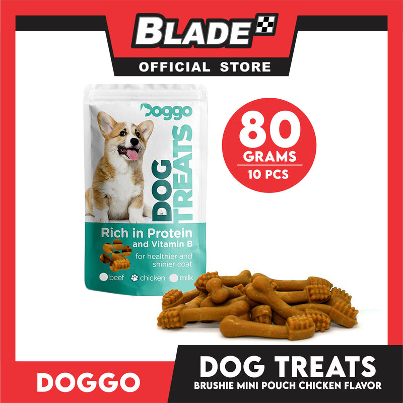 Doggo Dog Brushie Treats Mini Pouch 80 grams, 10 pcs. (Chicken Flavor) Brushie Treats Mini for Your Dog