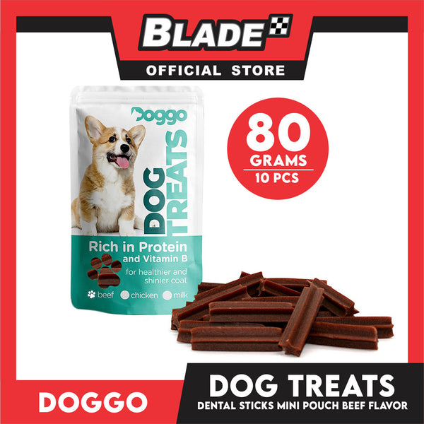Doggo Dog Treats Dental Sticks Mini Pouch 10 pcs. (Beef Flavor) Dental Treats Mini for Your Dog