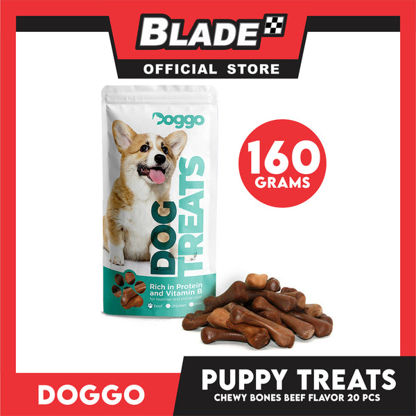 Doggo Dog Treats Chewy Bones 160 grams, 20 pcs. (Beef Flavor) Treats for Your Dog
