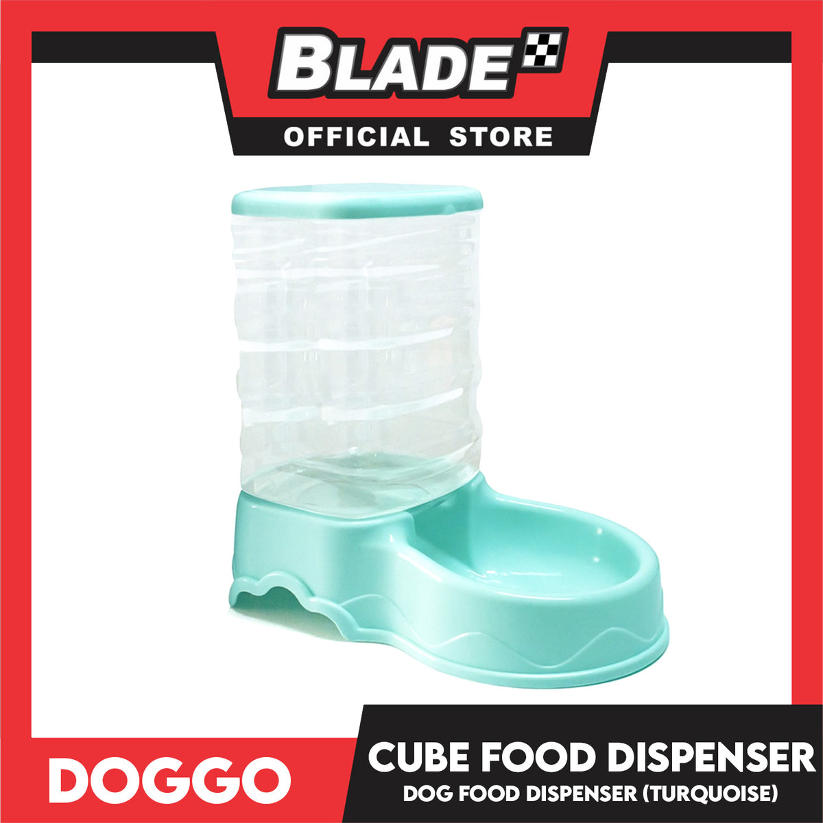 Doggo Cube Food Dispenser Station, Self Replenish Pet Feeder (Turquoise)