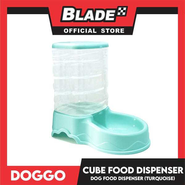Doggo Cube Food Dispenser Station, Self Replenish Pet Feeder (Turquoise)