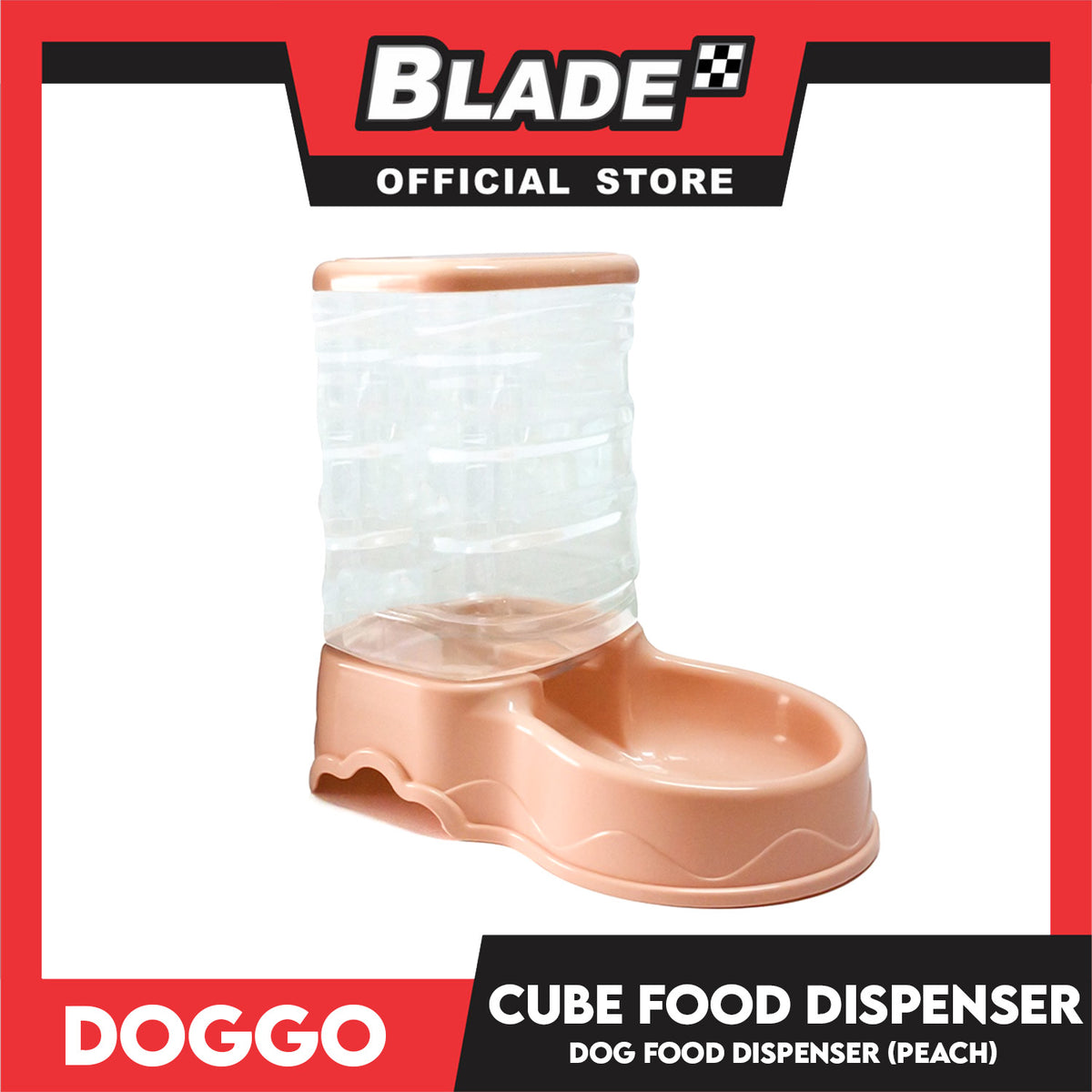 Doggo Cube Food Dispenser Station, Self Replenish Pet Feeder (Peach)