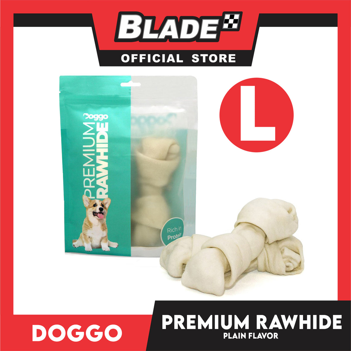 Doggo Premium Plain Rawhide (Large) Chewable Treat for Your Dog