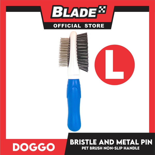 Doggo Bristle And Metal Pin Brush (Large) Non-Slip Handle For Your Dog