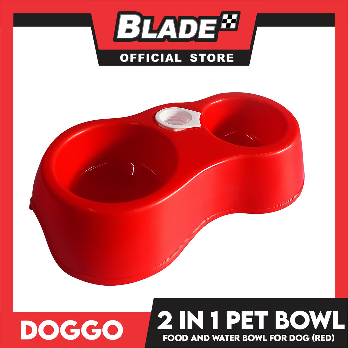 Doggo 2 in 1 Pet Bowl Food and Drinking Bowl (Red)