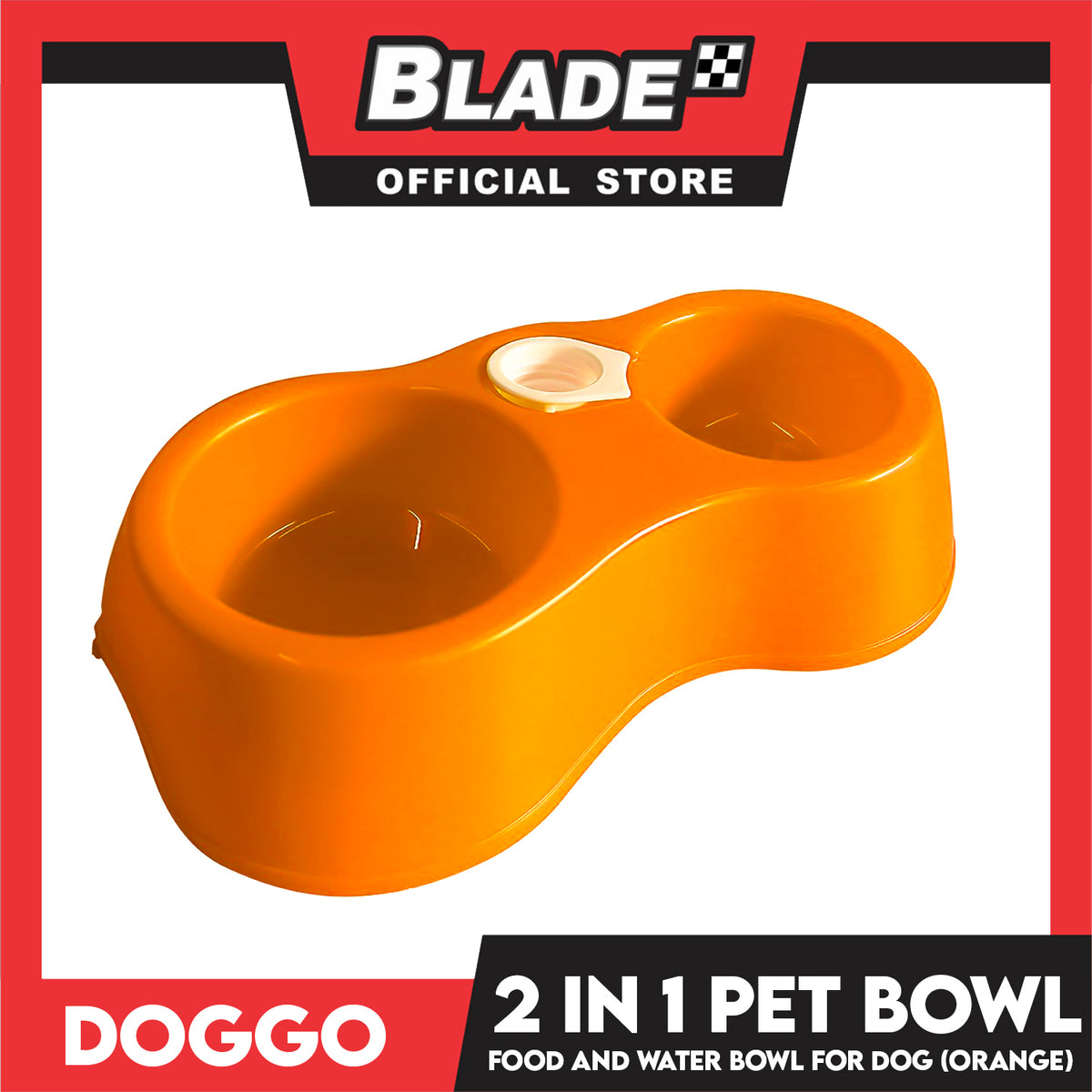 Doggo 2 in 1 Pet Bowl Food and Drinking Bowl (Orange)